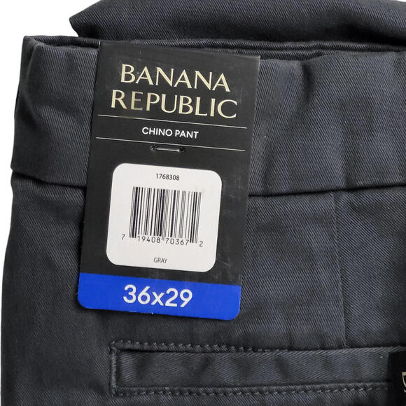 Banana Republic Men's Chino Pants Size 36x29 Gray NEW Straight Slim Stretch Fit - Picture 3 of 5